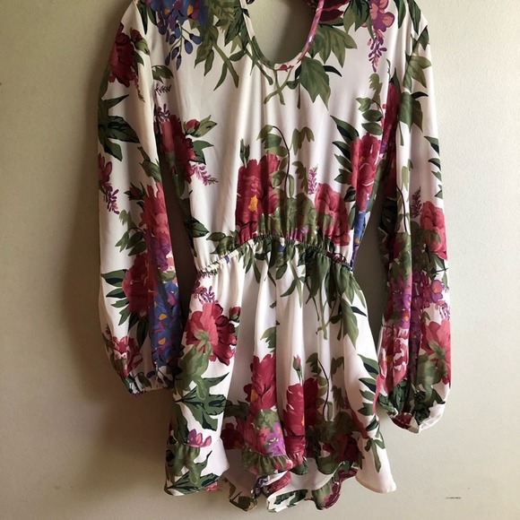 Show Me Your Mumu Womans Sz Small‎ Rocky Romper Floral Long Sleeve Ruffle Boho - Picture 3 of 11